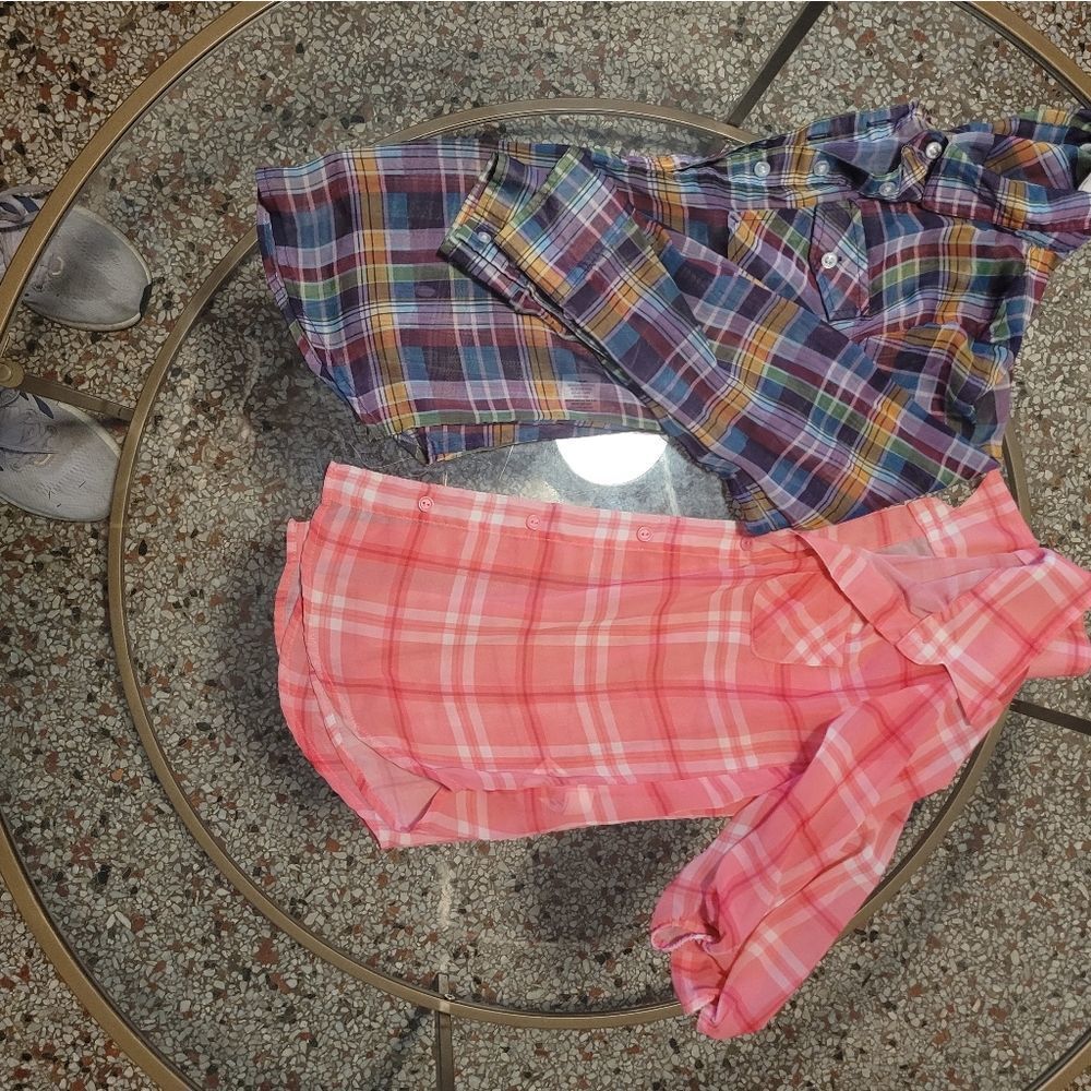 Set of 2 Sheer Button Down Shirts Girls Size6